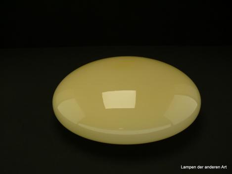 Jugendstil Lampenschirm gebraucht, geschlossenes Glas elfenbeinfarben, flacher Kuppelschirm, Nostalgie Ersatzglas, D: ca. 29cm, H: ca.10cm, Glashalter Griffrand 20cm