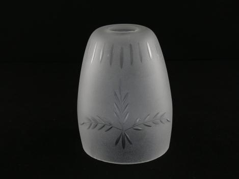 Jugendstil Lampenschirm gebraucht, Olivenform, satiniertes Glas, stilisierte Olivenzweige im Kerbschliff im zweifachen Rapport, Nostalgie Ersatzschirm D: 9,5cm, H: 12cm, Loch 29mm, nur für E14/Bajonett