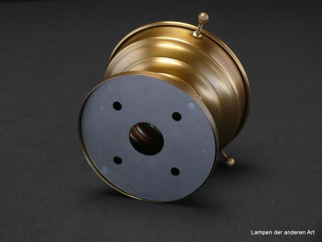 Jugendstil Deckenlampengestell, nach historischen Vorlagen, Messing goldbraun patiniert für Schirme mit Griffrand 10cm, 1xE27, von hinten