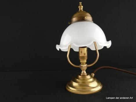 kleine Jugenstil-Beistelllampe Messing goldbraun 1xE14/40W,schwenkbarer Schirm 2