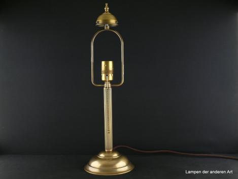 Klassische Jugendstil Sekretärlampe Messing goldbraun 1xE27/40W, Zugschalterfassung mit Knotenkette, dunkelbraunes Textilkabel