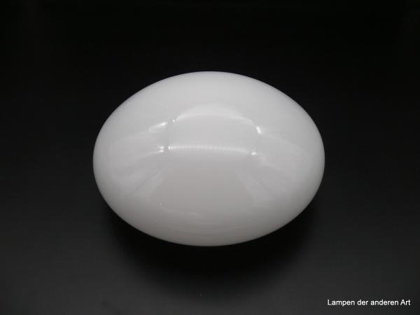 Jugendstil Lampenschirm, Überfangglas mundgeblasen weiß opal, gewölbtes Kuppelglas,  Ersatzglas, H: 9cm D: 20cm Griffrand : 15cm