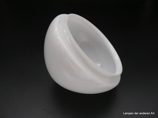 Jugendstil Lampenschirm, Glas opal weiß, spitz zulaufender Kuppelschirm, Ersatzschirm H: 12cm, D: 18cm, Griffrand: 15cm liegend