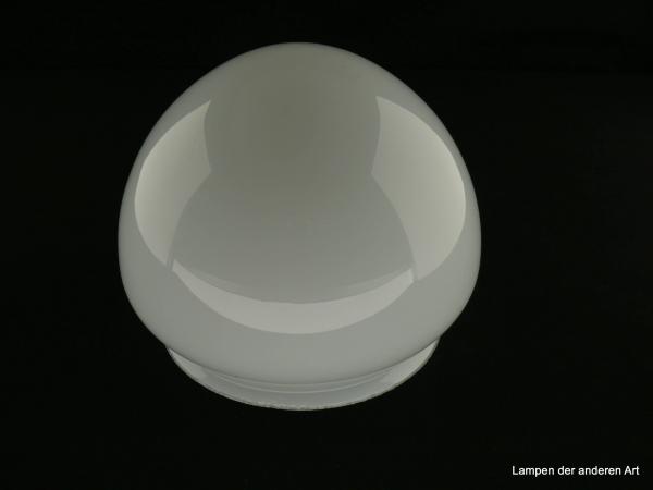 Jugendstil Lampenschirm gebraucht, Glas opal weiß, geschlossene Kuppel, leicht ovale Form, Nostalgie Ersatzschirm D: 17cm, H: 14cm, Glashalter Griffrand 15cm