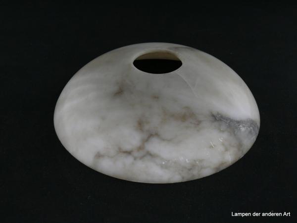 3-er Set Alabaster Lampenschalen gebraucht, Art Deco, nur im Set erhältlich, weiß/grau/braun, farblich zueinander passend aber verschieden marmoriert, Zustand - siehe Fotos, Nostalgie Ersatzschirm D: ca. 20cm, H: ca. 5cm, Loch 45mm, einzeln