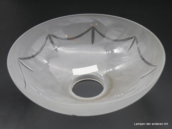 Jugendstil Lampenschirm Schalenform gebraucht grau satiniert mit Kerbschliff  D: 20cm H: 8cm ohne Griffrand, Loch 6cm von unten