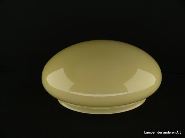 Jugendstil Lampenschirm gebraucht, elfenbeinfarbener Grund, Pilzform, geschlossene Kuppel, Nostalgie Ersatzschirm D: ca.26cm, H: ca.11cm, Glashalter Griffrand 20cm