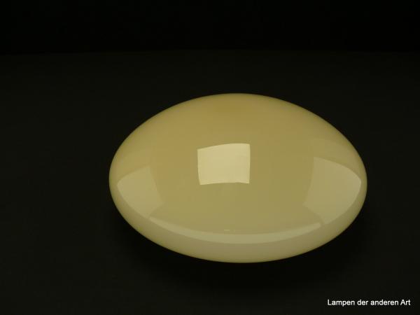 Jugendstil Lampenschirm gebraucht, geschlossenes Glas elfenbeinfarben, flacher Kuppelschirm, Nostalgie Ersatzglas, D: ca. 25cm, H: ca.10cm, Glashalter Griffrand 15cm