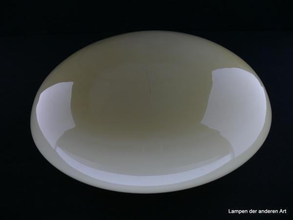 Jugendstil Lampenschirm gebraucht, Glas außen elfenbeinfarbig, innen weiß, geschlossene Kuppel, Nostalgie Ersatzglas für alte Lampen, D: 30cm H: 11cm, Glashalter Griffrand 20cm